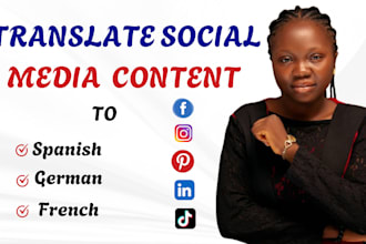 translate instagram, facebook content to spanish, german, french and english
