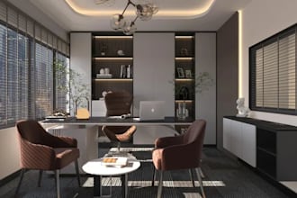 design 3d interior rendering, living room, office interior, and home design