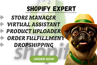 shopify virtual assistant product upload order fulfillment store dropshipping