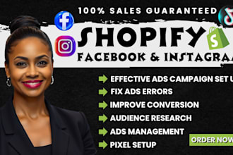 set up shopify facebook ads campaign, instagram ads, tiktok ads, pinterest ads