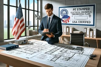 pe stamped electrical engineering plans for permit approval USA certified