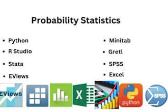 do statistics probability, using r, excel, spss, jamovi, minitab