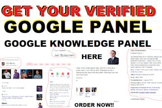 create standard google knowledgepanel for person and company for all coutry
