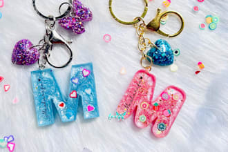customized letter keychain blue and pink letters