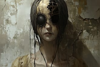 make a horror character fantasy concept art, game art