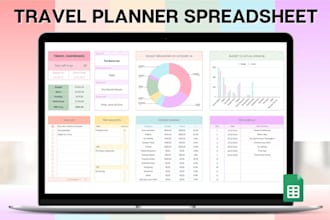 design travel budget tracker, budget spreadsheet, or excel planner template