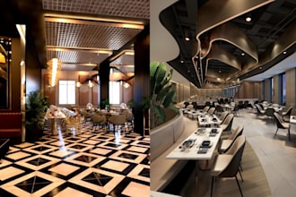 design modern and render 3d interior restaurant interior, house, office design
