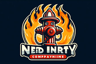 make firefighter fire hydrant silhouette mascot logo design in 12 hours