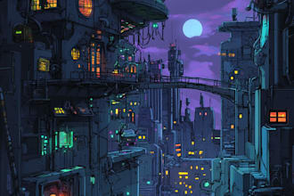 design  illustration of futuristic cyberpunk sci fi city concrpt art