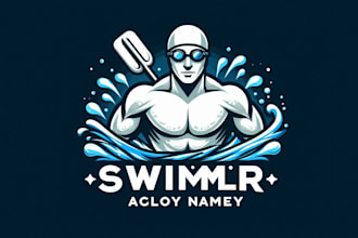 design awesome swimmer water mascot logo only 15 hours