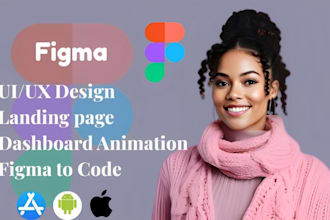 design figma UI UX design landing page dashboard animation figma to code handoff