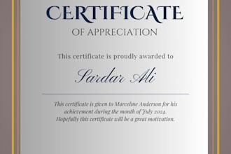 design award, course, and training certificates