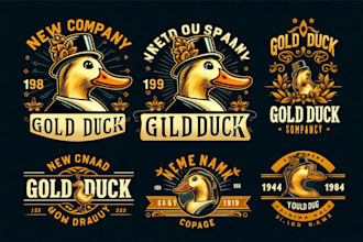 do gold duck vintage logo design with unlimited revision