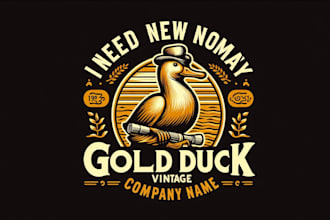 design vintage gold duck vintage logo with free source file