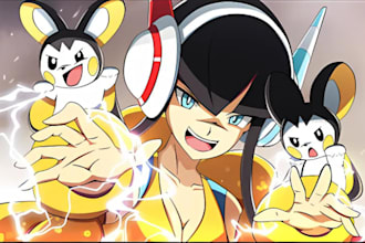 draw custom pokemon art or fakemon art, with you as a pokemon trainer