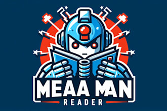 create mega man inspired human robot reader logo for you with my on creativity