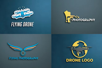 design modern drone 3d camera logo