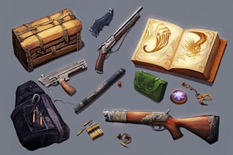 design creative concept art of weapons and items