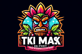 design vibrant tiki mask bar sports mascot logo with creative concept