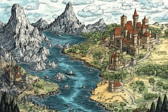 make fantasy map illustration for dnd, novels and games