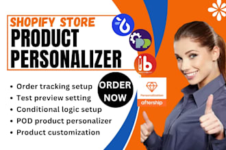 setup shopify product personalizer zepto teeinblue  customily inkybay aftership