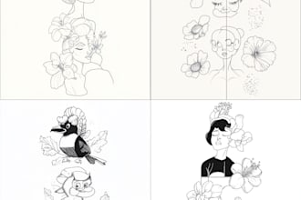 design minimal line art illustration and tattoo