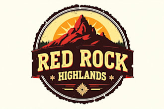 do mountain hill red rock highlands vintage logo design