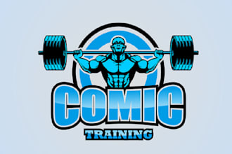 design awesome fitness and superhero company logo