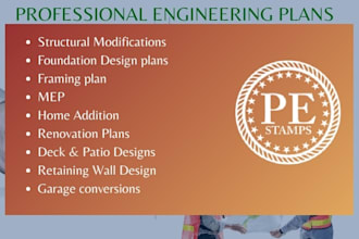 design structural engineer framing, foundation plans, wind bracing, shear wall