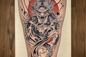create tattoo japanese old school design