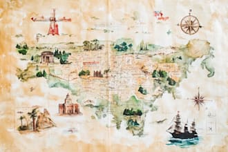 watercolor map illustration just for you
