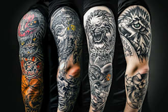 draw custom tattoo design realistic, full sleeve tattoo artist