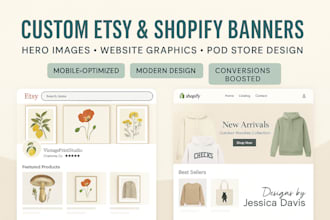 etsy shopify banner design website image web design hero image slider pod store