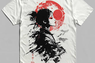 create japanese t shirt design apparel illustration