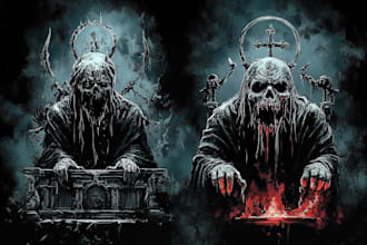 draw dark art, horror illustration for cover, t shirt design