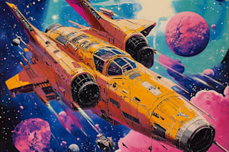 draw spaceship concept art or design a starship or scifi