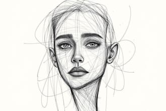 do scribble art, abstract line portrait