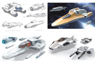 draw spaceship concept art or design a starship or scifi vehicle