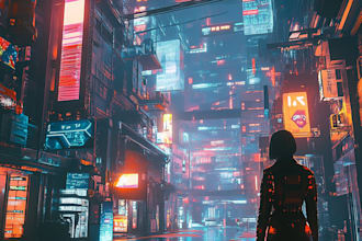 make a awesome cyberpunk futuristic city art or night city