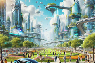 create environment illustration of science fiction city, cyberpunk art