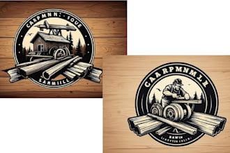 do vintage woodwork sawmill logo design