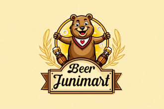 design super beautiful happy beer mascot logo in 12 hours