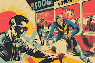 draw a retro vintage comic illustration