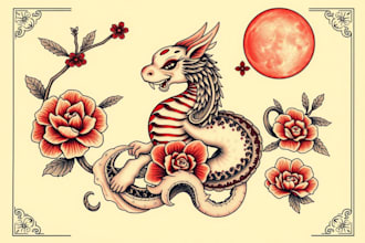 create a traditional or neotraditional custom tattoo design