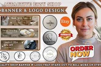 design attractive etsy shop banner, etsy shop logo, etsy branding kit shop setup