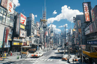 make futuristic cyberpunk city and sci fi concept art