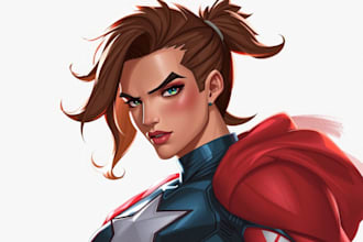create concept art superhero character design for comics