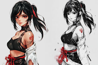 draw your character into manga or anime art illustration