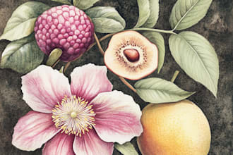 do a botanical watercolor illustration, floral drawing