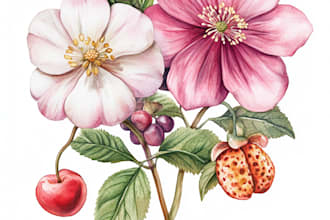 make a floral drawing or a watercolour botanical artwork for you